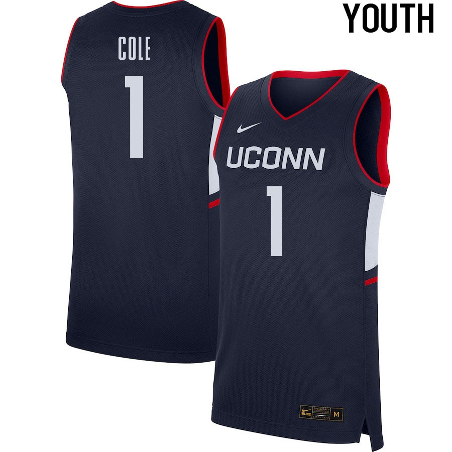 2021 Youth #1 R.J. Cole Uconn Huskies College Basketball Jerseys Sale-Navy